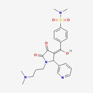 molecular formula C23H28N4O5S B5308116 4-{[1-[3-(dimethylamino)propyl]-4-hydroxy-5-oxo-2-(3-pyridinyl)-2,5-dihydro-1H-pyrrol-3-yl]carbonyl}-N,N-dimethylbenzenesulfonamide 