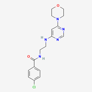 molecular formula C17H20ClN5O2 B5308162 4-chloro-N-(2-{[6-(4-morpholinyl)-4-pyrimidinyl]amino}ethyl)benzamide 