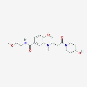 3-[2-(4-hydroxypiperidin-1-yl)-2-oxoethyl]-N-(2-methoxyethyl)-4-methyl-3,4-dihydro-2H-1,4-benzoxazine-6-carboxamide