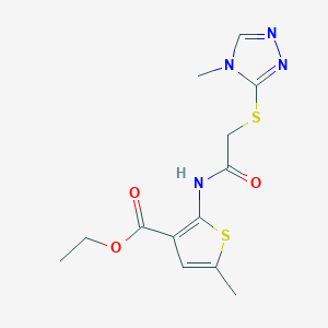 molecular formula C13H16N4O3S2 B5308208 ethyl 5-methyl-2-({[(4-methyl-4H-1,2,4-triazol-3-yl)thio]acetyl}amino)-3-thiophenecarboxylate 