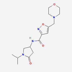 molecular formula C16H24N4O4 B5308226 N-(1-isopropyl-5-oxopyrrolidin-3-yl)-5-(morpholin-4-ylmethyl)isoxazole-3-carboxamide 