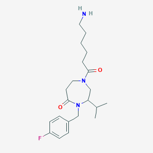 molecular formula C21H32FN3O2 B5308247 1-(6-aminohexanoyl)-4-(4-fluorobenzyl)-3-isopropyl-1,4-diazepan-5-one hydrochloride 