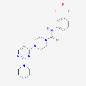 molecular formula C21H25F3N6O B5308277 4-[2-(1-piperidinyl)-4-pyrimidinyl]-N-[3-(trifluoromethyl)phenyl]-1-piperazinecarboxamide 