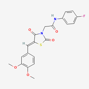 molecular formula C20H17FN2O5S B5308325 2-[5-(3,4-dimethoxybenzylidene)-2,4-dioxo-1,3-thiazolidin-3-yl]-N-(4-fluorophenyl)acetamide 