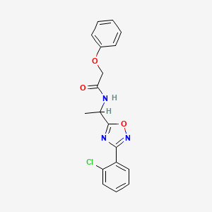 molecular formula C18H16ClN3O3 B5308391 N-{1-[3-(2-chlorophenyl)-1,2,4-oxadiazol-5-yl]ethyl}-2-phenoxyacetamide 