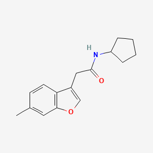 molecular formula C16H19NO2 B5308393 N-cyclopentyl-2-(6-methyl-1-benzofuran-3-yl)acetamide 