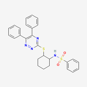 molecular formula C27H26N4O2S2 B5308616 N-{2-[(5,6-diphenyl-1,2,4-triazin-3-yl)thio]cyclohexyl}benzenesulfonamide 