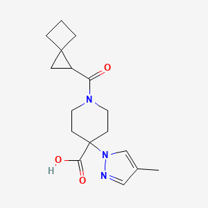 molecular formula C17H23N3O3 B5308690 4-(4-methyl-1H-pyrazol-1-yl)-1-(spiro[2.3]hex-1-ylcarbonyl)piperidine-4-carboxylic acid 