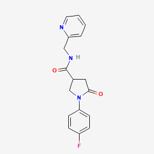 1-(4-fluorophenyl)-5-oxo-N-(2-pyridinylmethyl)-3-pyrrolidinecarboxamide