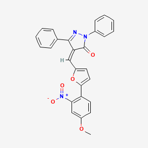 molecular formula C27H19N3O5 B5308752 4-{[5-(4-methoxy-2-nitrophenyl)-2-furyl]methylene}-2,5-diphenyl-2,4-dihydro-3H-pyrazol-3-one 