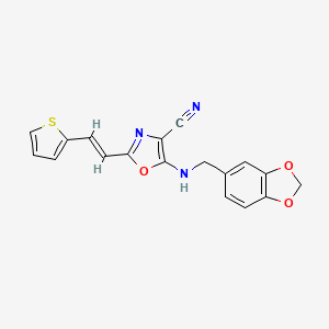 molecular formula C18H13N3O3S B5308802 5-[(1,3-benzodioxol-5-ylmethyl)amino]-2-[2-(2-thienyl)vinyl]-1,3-oxazole-4-carbonitrile 