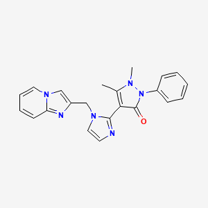 molecular formula C22H20N6O B5308812 4-[1-(imidazo[1,2-a]pyridin-2-ylmethyl)-1H-imidazol-2-yl]-1,5-dimethyl-2-phenyl-1,2-dihydro-3H-pyrazol-3-one 