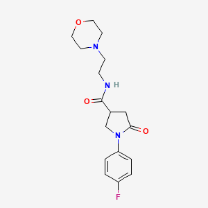 molecular formula C17H22FN3O3 B5308824 1-(4-fluorophenyl)-N-[2-(4-morpholinyl)ethyl]-5-oxo-3-pyrrolidinecarboxamide 