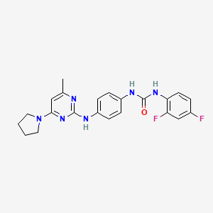 molecular formula C22H22F2N6O B5308947 N-(2,4-difluorophenyl)-N'-(4-{[4-methyl-6-(1-pyrrolidinyl)-2-pyrimidinyl]amino}phenyl)urea 