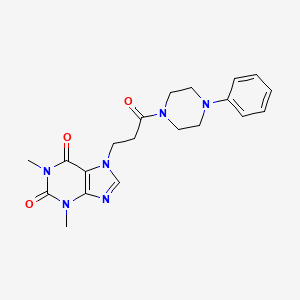 molecular formula C20H24N6O3 B5308961 1,3-dimethyl-7-[3-oxo-3-(4-phenyl-1-piperazinyl)propyl]-3,7-dihydro-1H-purine-2,6-dione 