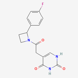 molecular formula C15H14FN3O3 B5308982 5-{2-[2-(4-fluorophenyl)azetidin-1-yl]-2-oxoethyl}pyrimidine-2,4(1H,3H)-dione 