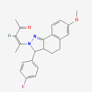 molecular formula C23H23FN2O2 B5309180 4-[3-(4-fluorophenyl)-7-methoxy-3,3a,4,5-tetrahydro-2H-benzo[g]indazol-2-yl]-3-penten-2-one 