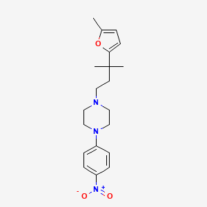 molecular formula C20H27N3O3 B5309208 1-[3-methyl-3-(5-methyl-2-furyl)butyl]-4-(4-nitrophenyl)piperazine 