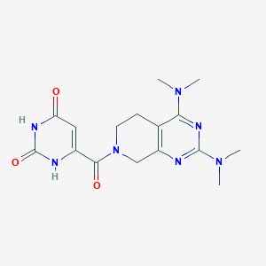 molecular formula C16H21N7O3 B5309216 6-{[2,4-bis(dimethylamino)-5,8-dihydropyrido[3,4-d]pyrimidin-7(6H)-yl]carbonyl}pyrimidine-2,4(1H,3H)-dione 