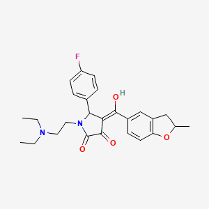 molecular formula C26H29FN2O4 B5309227 1-[2-(diethylamino)ethyl]-5-(4-fluorophenyl)-3-hydroxy-4-[(2-methyl-2,3-dihydro-1-benzofuran-5-yl)carbonyl]-1,5-dihydro-2H-pyrrol-2-one 