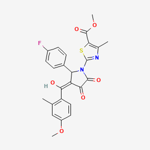 molecular formula C25H21FN2O6S B5309236 methyl 2-[2-(4-fluorophenyl)-4-hydroxy-3-(4-methoxy-2-methylbenzoyl)-5-oxo-2,5-dihydro-1H-pyrrol-1-yl]-4-methyl-1,3-thiazole-5-carboxylate 