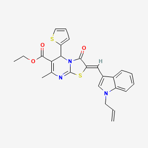 ethyl 2-[(1-allyl-1H-indol-3-yl)methylene]-7-methyl-3-oxo-5-(2-thienyl)-2,3-dihydro-5H-[1,3]thiazolo[3,2-a]pyrimidine-6-carboxylate