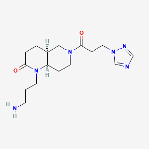 molecular formula C16H26N6O2 B5309250 rel-(4aS,8aR)-1-(3-aminopropyl)-6-[3-(1H-1,2,4-triazol-1-yl)propanoyl]octahydro-1,6-naphthyridin-2(1H)-one hydrochloride 
