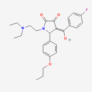 molecular formula C26H31FN2O4 B5309404 1-[2-(diethylamino)ethyl]-4-(4-fluorobenzoyl)-3-hydroxy-5-(4-propoxyphenyl)-1,5-dihydro-2H-pyrrol-2-one 