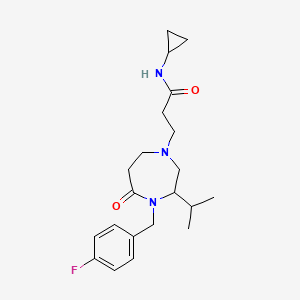 molecular formula C21H30FN3O2 B5309515 N-cyclopropyl-3-[4-(4-fluorobenzyl)-3-isopropyl-5-oxo-1,4-diazepan-1-yl]propanamide 