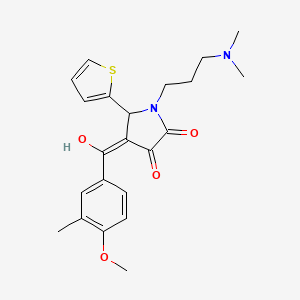 molecular formula C22H26N2O4S B5309552 1-[3-(dimethylamino)propyl]-3-hydroxy-4-(4-methoxy-3-methylbenzoyl)-5-(2-thienyl)-1,5-dihydro-2H-pyrrol-2-one 