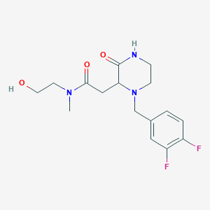 molecular formula C16H21F2N3O3 B5309590 2-[1-(3,4-difluorobenzyl)-3-oxo-2-piperazinyl]-N-(2-hydroxyethyl)-N-methylacetamide 