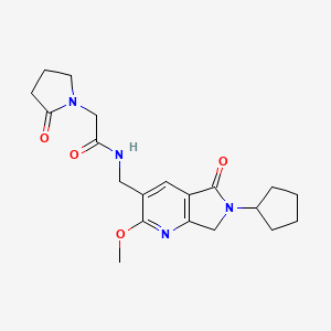 N-[(6-cyclopentyl-2-methoxy-5-oxo-6,7-dihydro-5H-pyrrolo[3,4-b]pyridin-3-yl)methyl]-2-(2-oxopyrrolidin-1-yl)acetamide