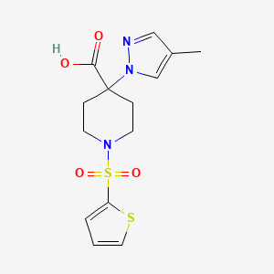 molecular formula C14H17N3O4S2 B5309644 4-(4-methyl-1H-pyrazol-1-yl)-1-(2-thienylsulfonyl)piperidine-4-carboxylic acid 