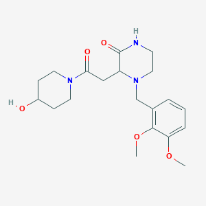 molecular formula C20H29N3O5 B5309677 4-(2,3-dimethoxybenzyl)-3-[2-(4-hydroxy-1-piperidinyl)-2-oxoethyl]-2-piperazinone 