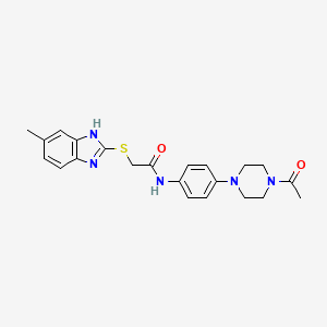 molecular formula C22H25N5O2S B5309730 N-[4-(4-acetyl-1-piperazinyl)phenyl]-2-[(6-methyl-1H-benzimidazol-2-yl)thio]acetamide 