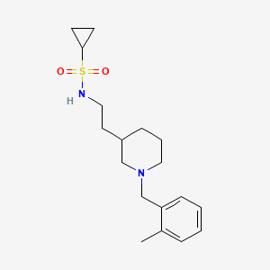 molecular formula C18H28N2O2S B5309774 N-{2-[1-(2-methylbenzyl)piperidin-3-yl]ethyl}cyclopropanesulfonamide 