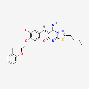 molecular formula C26H28N4O4S B5309808 2-butyl-5-imino-6-{3-methoxy-4-[2-(2-methylphenoxy)ethoxy]benzylidene}-5,6-dihydro-7H-[1,3,4]thiadiazolo[3,2-a]pyrimidin-7-one 