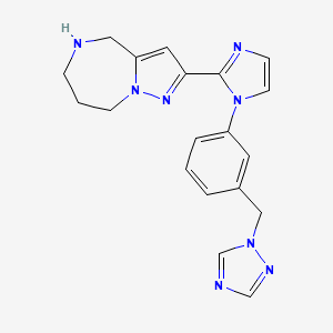 molecular formula C19H20N8 B5309843 2-{1-[3-(1H-1,2,4-triazol-1-ylmethyl)phenyl]-1H-imidazol-2-yl}-5,6,7,8-tetrahydro-4H-pyrazolo[1,5-a][1,4]diazepine hydrochloride 