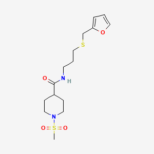 molecular formula C15H24N2O4S2 B5309856 N-{3-[(2-furylmethyl)thio]propyl}-1-(methylsulfonyl)-4-piperidinecarboxamide 