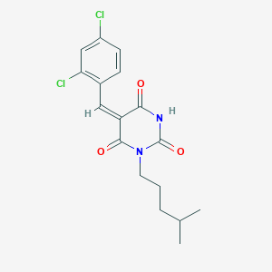 molecular formula C17H18Cl2N2O3 B5309879 5-(2,4-dichlorobenzylidene)-1-(4-methylpentyl)-2,4,6(1H,3H,5H)-pyrimidinetrione 