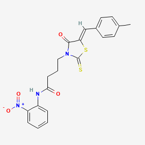 molecular formula C21H19N3O4S2 B5309886 4-[5-(4-methylbenzylidene)-4-oxo-2-thioxo-1,3-thiazolidin-3-yl]-N-(2-nitrophenyl)butanamide 