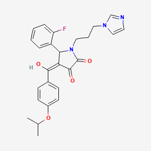 molecular formula C26H26FN3O4 B5309915 5-(2-fluorophenyl)-3-hydroxy-1-[3-(1H-imidazol-1-yl)propyl]-4-(4-isopropoxybenzoyl)-1,5-dihydro-2H-pyrrol-2-one 