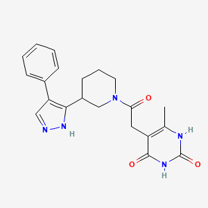 molecular formula C21H23N5O3 B5309920 6-methyl-5-{2-oxo-2-[3-(4-phenyl-1H-pyrazol-5-yl)piperidin-1-yl]ethyl}pyrimidine-2,4(1H,3H)-dione 