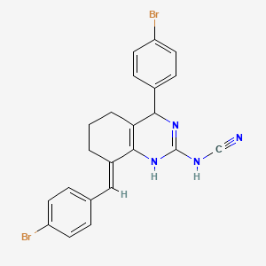 molecular formula C22H18Br2N4 B5309968 [8-(4-bromobenzylidene)-4-(4-bromophenyl)-3,4,5,6,7,8-hexahydro-2(1H)-quinazolinylidene]cyanamide 