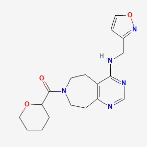 molecular formula C18H23N5O3 B5310020 N-(isoxazol-3-ylmethyl)-7-(tetrahydro-2H-pyran-2-ylcarbonyl)-6,7,8,9-tetrahydro-5H-pyrimido[4,5-d]azepin-4-amine 
