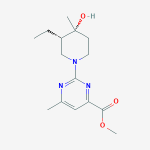 molecular formula C15H23N3O3 B5310028 methyl 2-[(3S*,4R*)-3-ethyl-4-hydroxy-4-methylpiperidin-1-yl]-6-methylpyrimidine-4-carboxylate 