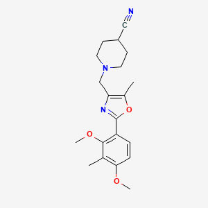 1-{[2-(2,4-dimethoxy-3-methylphenyl)-5-methyl-1,3-oxazol-4-yl]methyl}piperidine-4-carbonitrile