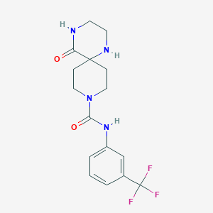 molecular formula C16H19F3N4O2 B5310146 5-oxo-N-[3-(trifluoromethyl)phenyl]-1,4,9-triazaspiro[5.5]undecane-9-carboxamide 
