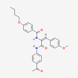 molecular formula C29H30N2O5 B5310160 N-[1-{[(4-acetylphenyl)amino]carbonyl}-2-(4-methoxyphenyl)vinyl]-4-butoxybenzamide 