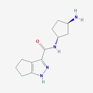 molecular formula C12H18N4O B5310182 N-[rel-(1R,3R)-3-aminocyclopentyl]-1,4,5,6-tetrahydrocyclopenta[c]pyrazole-3-carboxamide hydrochloride 